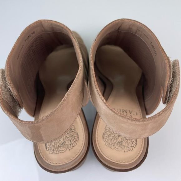 Vince Camuto Sz 7.5 Suede Cutout Ankle Wrap Heel - Picture 7 of 14